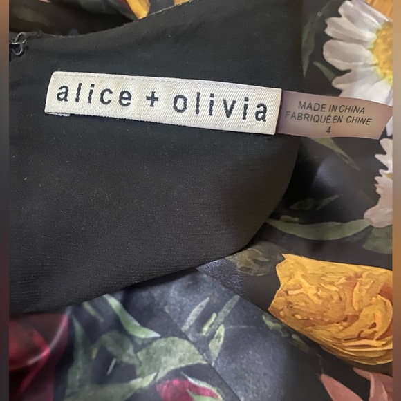 Alice+Olivia flower print dress with detachable bow belt - Picture 2 of 7